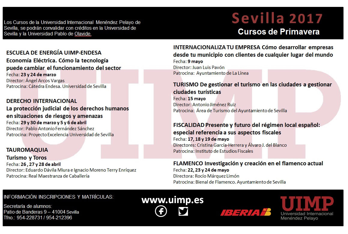 Cartel Cursos de Primavera en UIMP Sevilla 2017